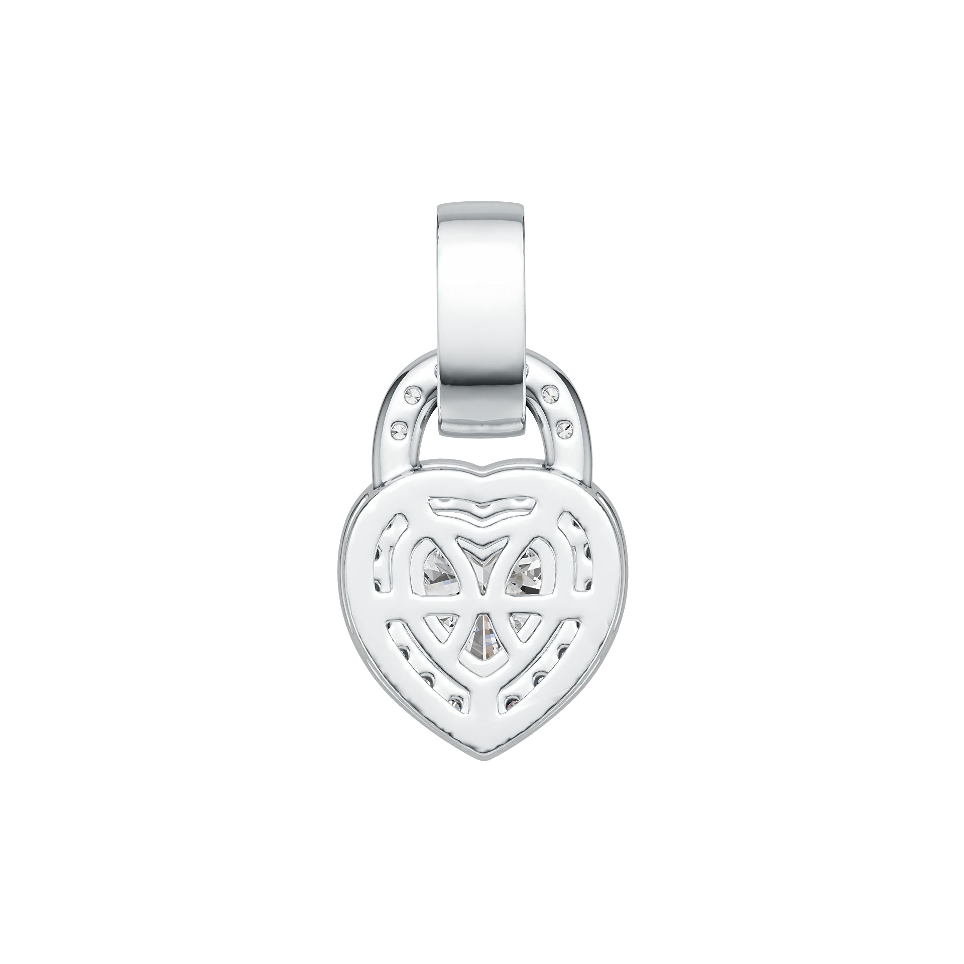 18K Gold Semi Mount Pendant Setting Heart HT 6X6mm Halo with Diamond Accent DHJ