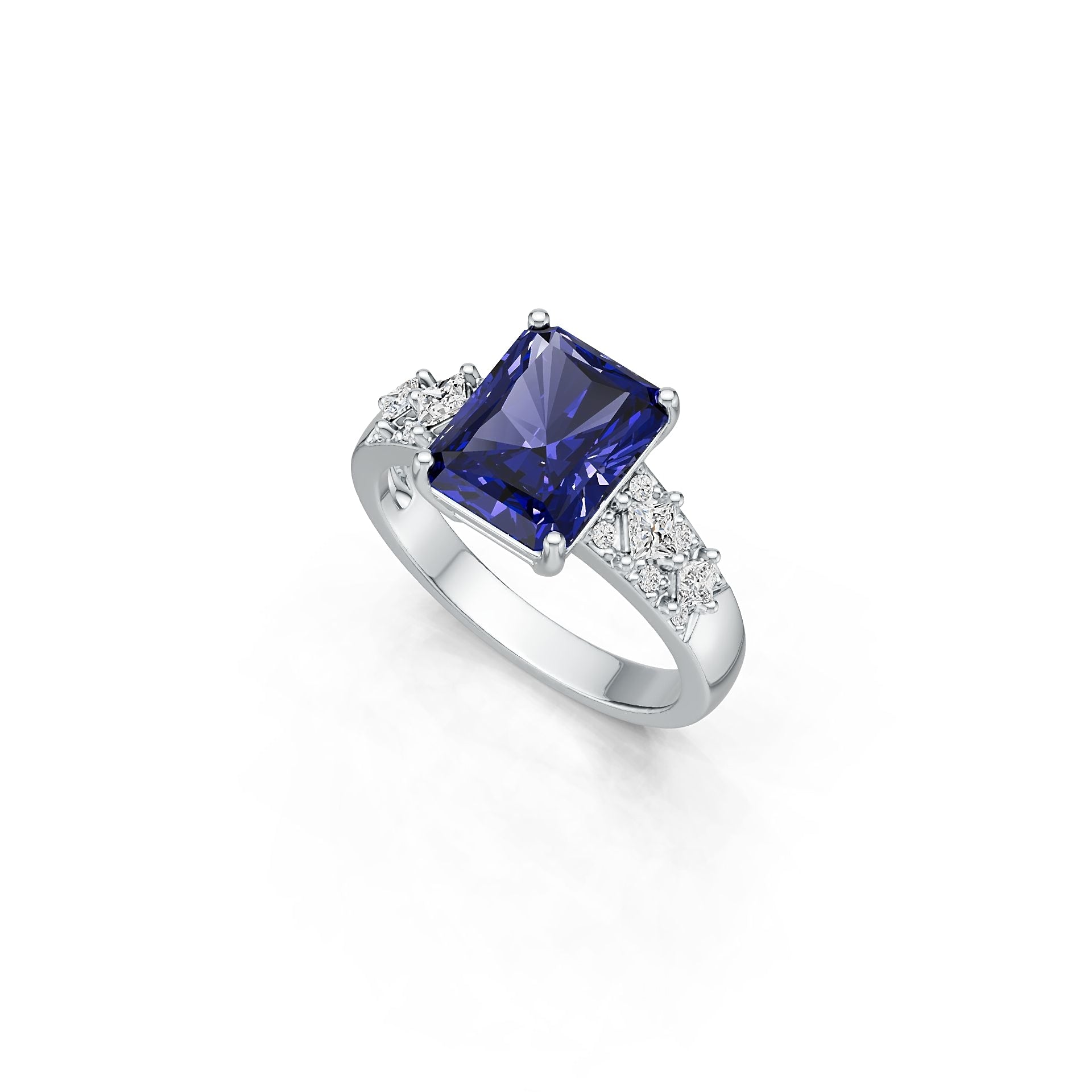 10K 14K Gold or 10K Gold Semi Mount Ring Setting Emerald Em 10x8mm Moissanite Accent Syzjewelry