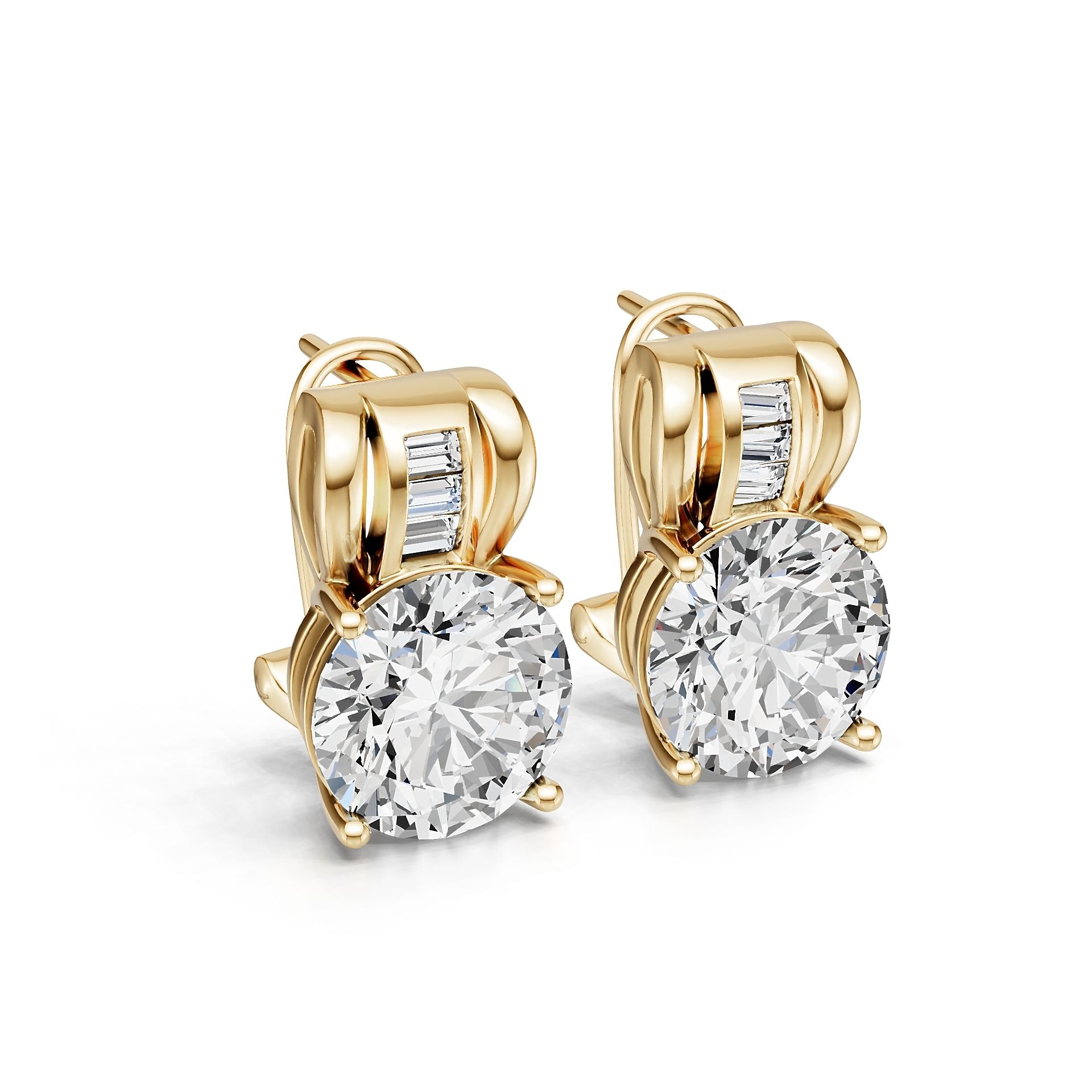 10K Gold Semi Mount Earrings Setting Round Ro 10x10mm Moissanite Accent Syz Jewelry