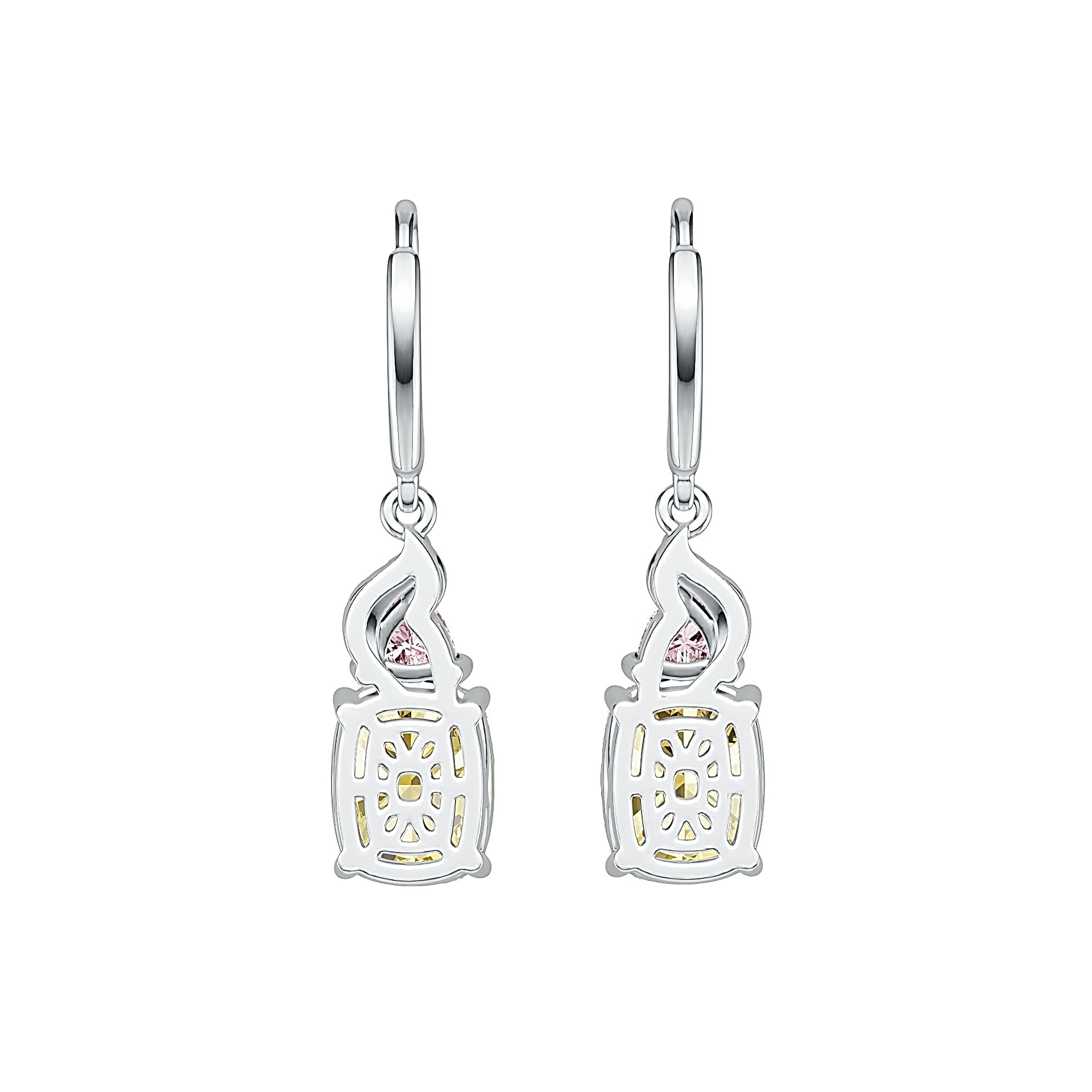 10K Gold Semi Mount Earrings Setting Cushion CU 9X7mm TRI 4X4mm Moissanite Accent DHJ