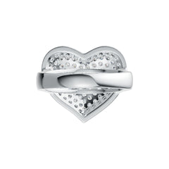 Sterling Silver Ring Pave Heart Theme with White Topaz or Moissanite Syzjewelry