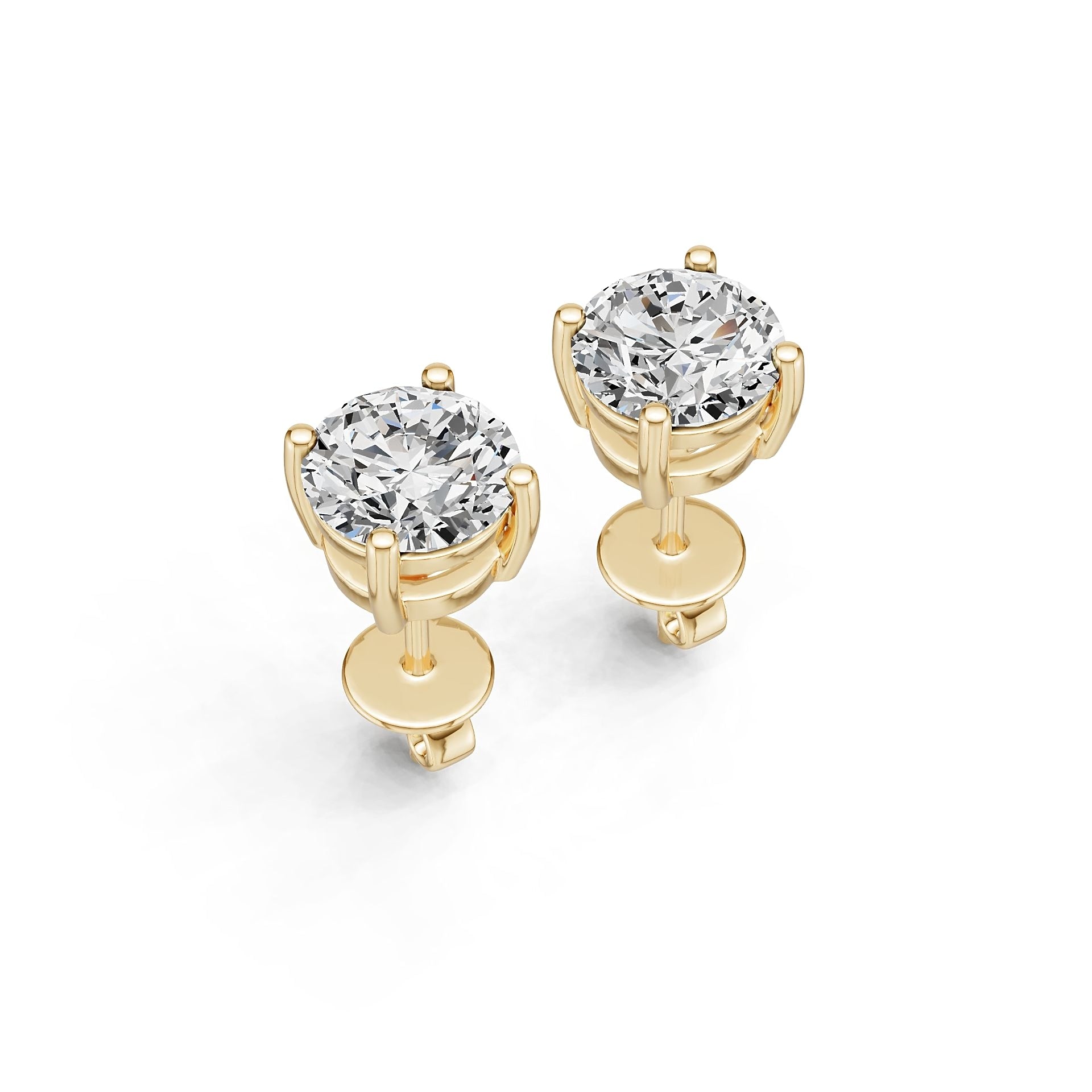 14K Gold Semi Mount Earrings Setting Round Ro 6x6mm Diamond Accent Syz Jewelry
