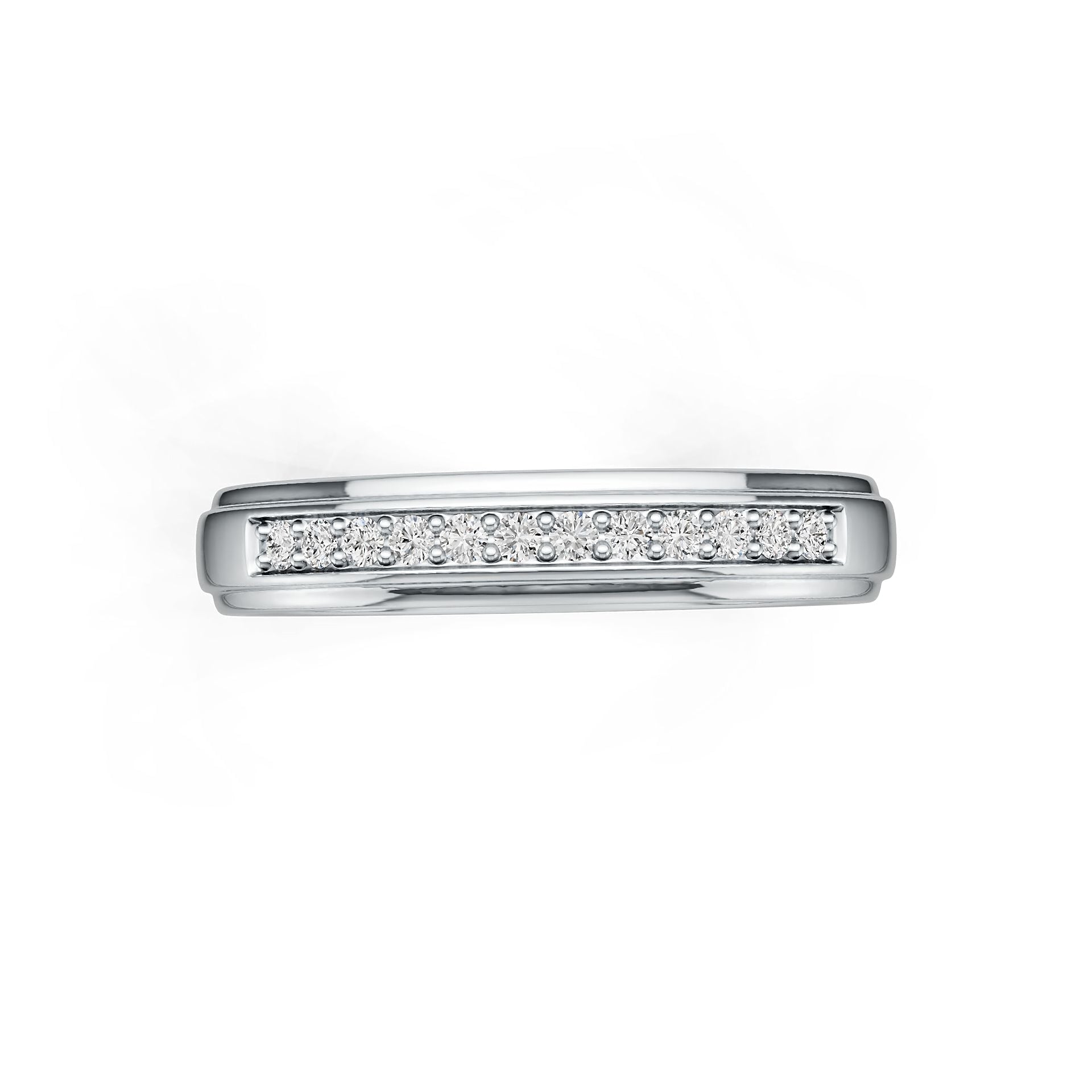 Platinum Ring Men's Wedding Band with or Moissanite Prong Set Half Enternity Band Diamond Accent DHJ