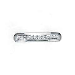 Platinum Ring Men's Wedding Band with or Moissanite Prong Set Half Enternity Band Diamond Accent DHJ