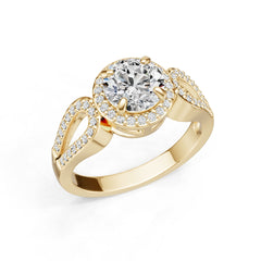 10K Gold Semi Mount Ring Setting Round Ro 6x6mm Moissanite Accent Syz Jewelry