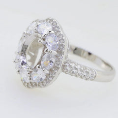 18K Gold Semi Mount Ring Setting Oval OV 9x7mm Halo Diamond Accent DHJ
