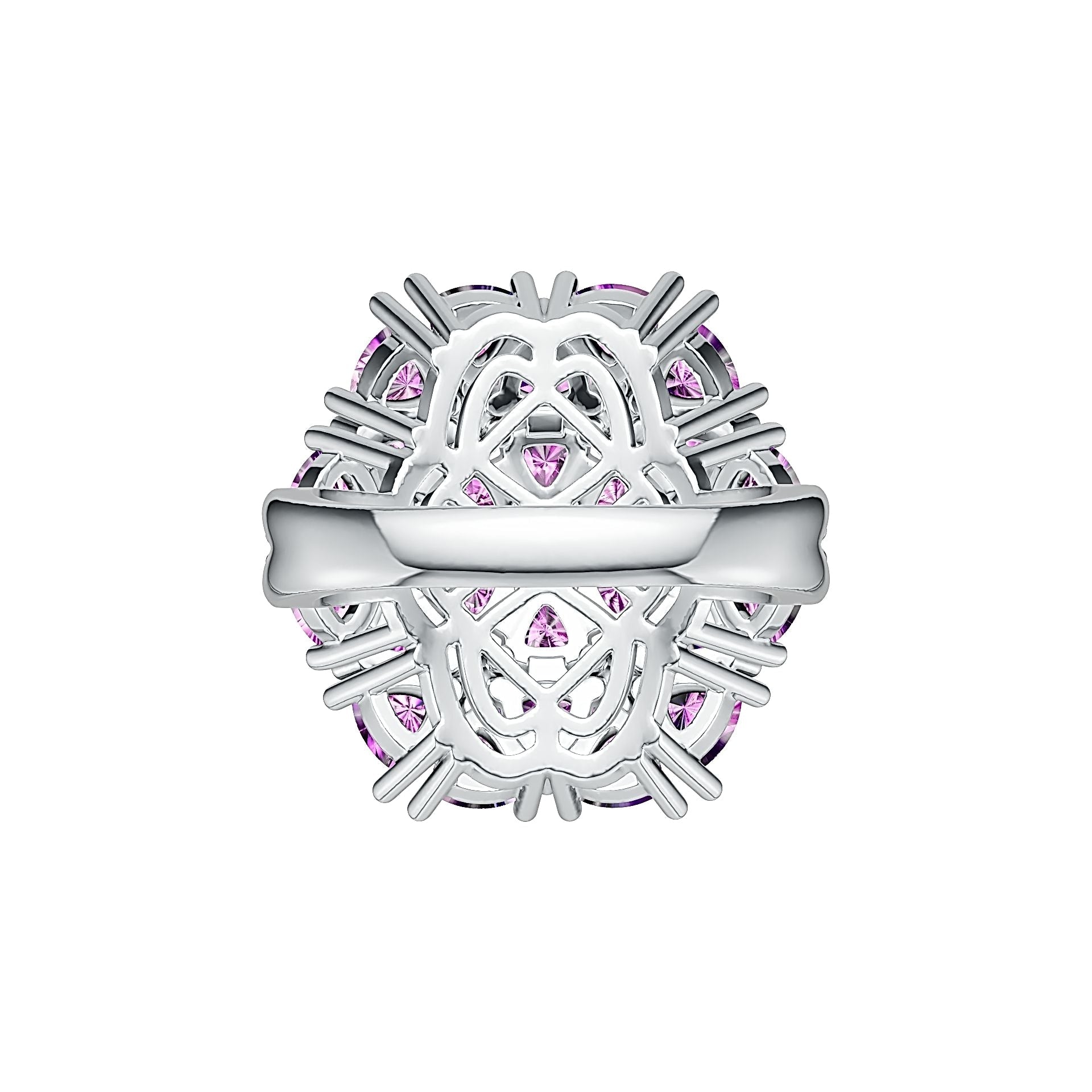 14K Gold Semi Mount Ring Setting Trillion TRI 4X4mm Cocktail Ring Diamond Accent DHJ