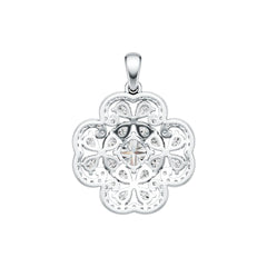 18K Gold Semi Mount Pendant Setting Cushion CU 6X6mm Clover Theme Diamond Accent DHJ