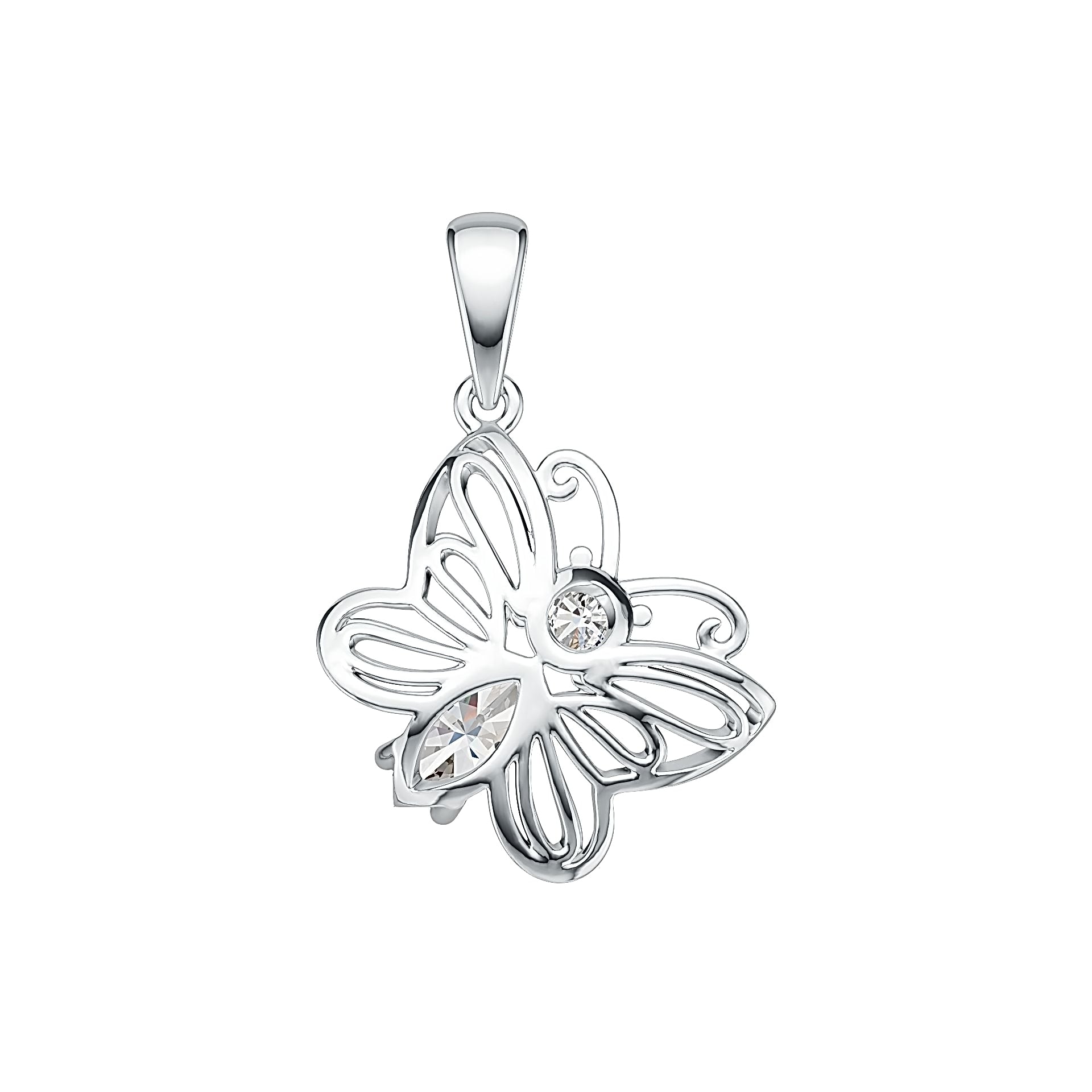 Sterling Silver Semi Mount Pendant Setting Marquise MQ 8X4mm RD 4X4mm Butterfly Theme DHJ