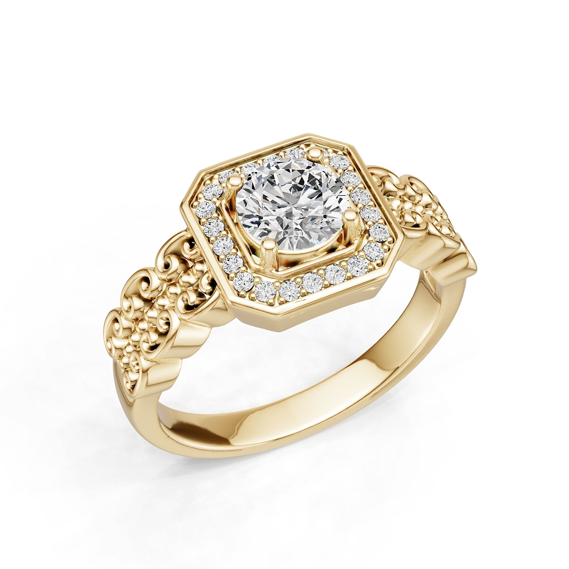 18K Gold Semi Mount Ring Setting Round Ro 6x6mm Diamond Accent Syz Jewelry