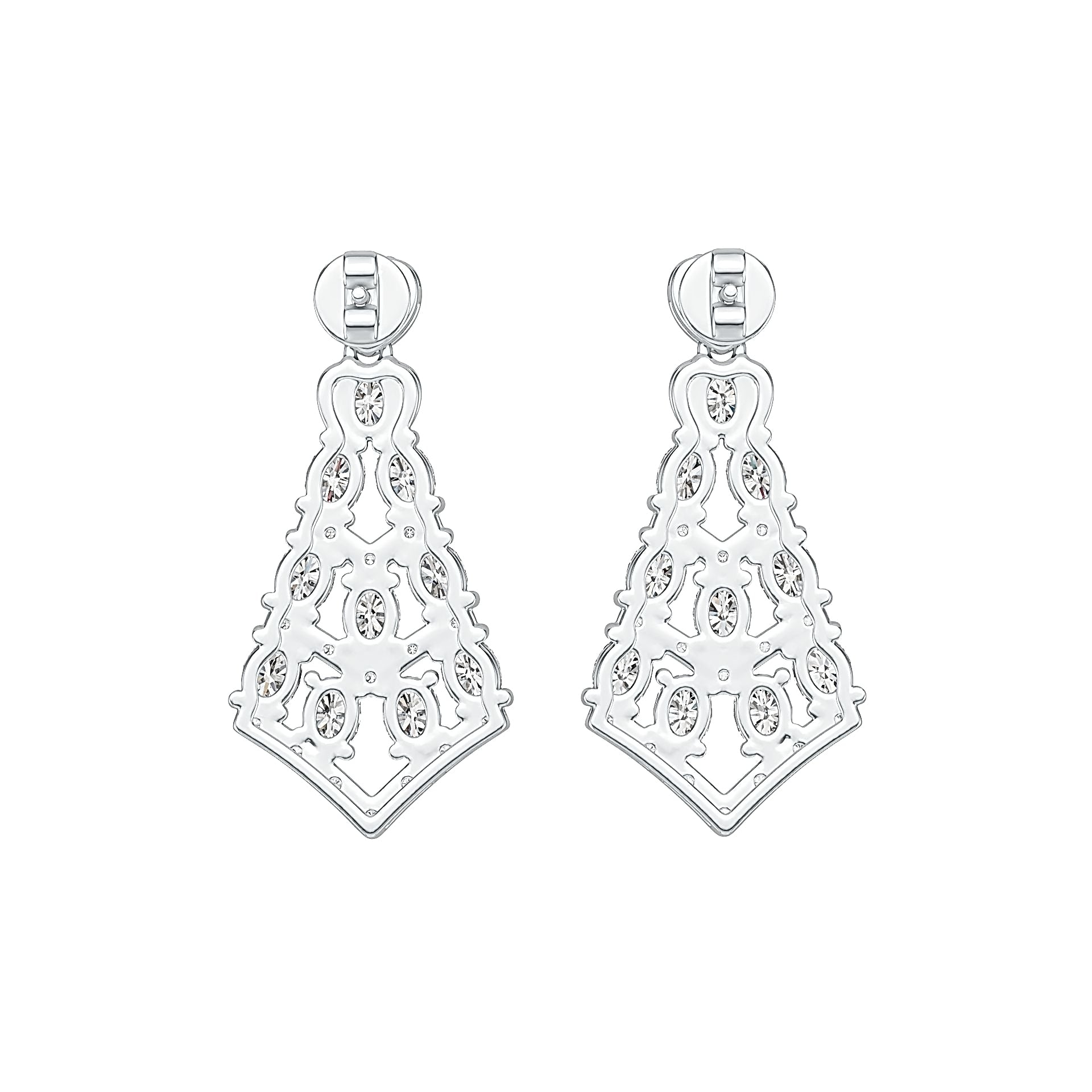 Sterling Silver Earrings Chandelier Style with White Topaz or Moissanite Syzjewelry