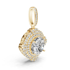 14K Gold Semi Mount Pendant Setting Round Ro 6x6mm Diamond Accent Syz Jewelry