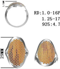 Platinum Cluster Oval-Shaped Ring with White Topaz or Moissanite Diamond Accent DHJ