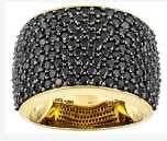 10K Gold Ring with or Moissanite Pave Cluster Dome Statement Ring Moissanite Accent DHJ