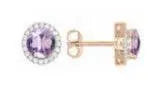 18K Gold Semi Mount Earrings Setting Round RD 6x6mm Halo Stud Diamond Accent DHJ