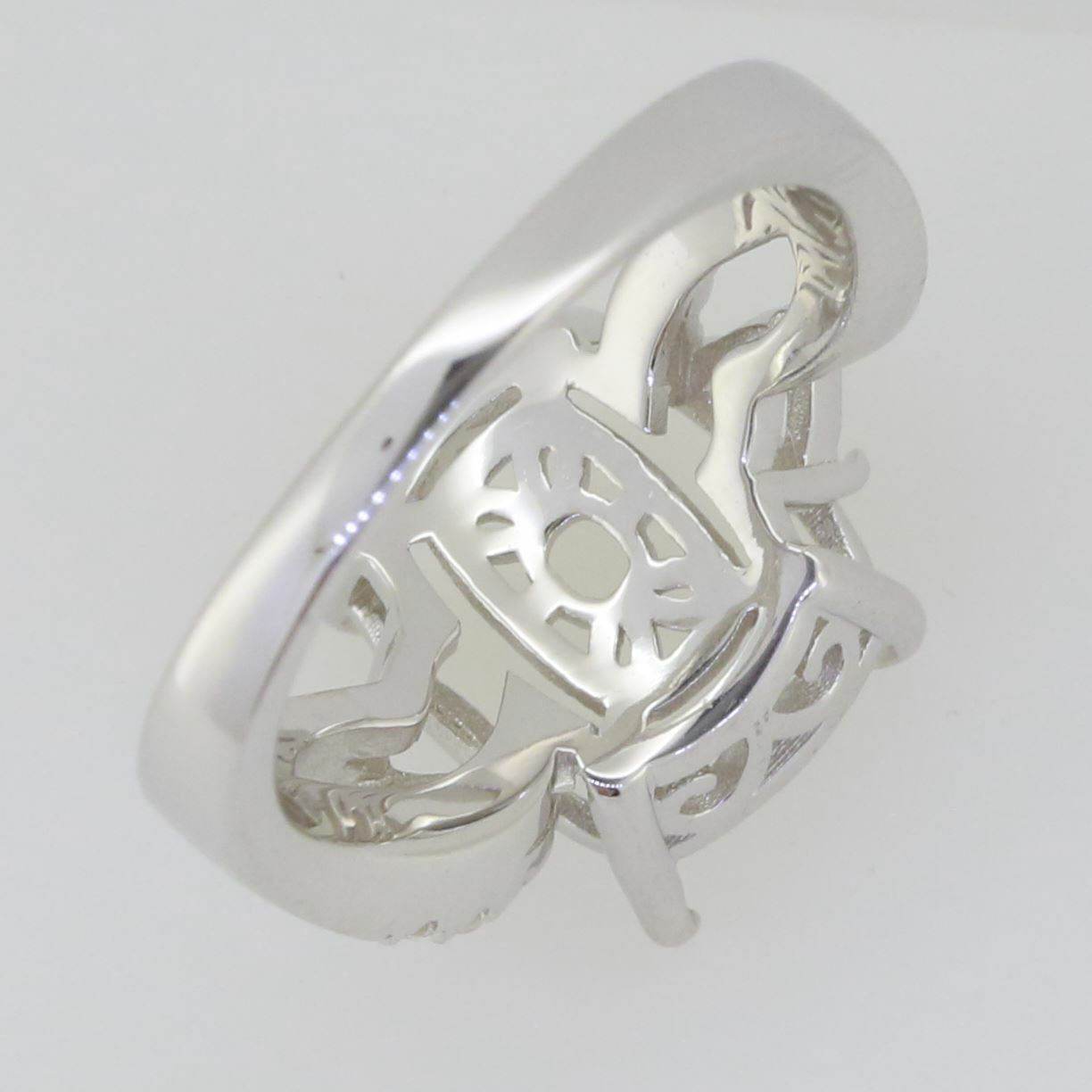 10K Gold Semi Mount Ring Setting Cushion CU 12X10mm Tri 4x4mm White Moissanite Accent Syzjewelry