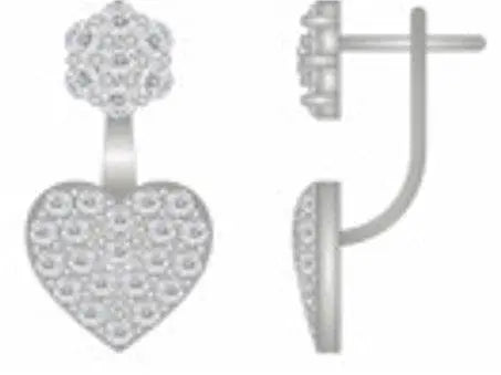 10K Gold Jacket Earrings with White Topaz or Moissanite Heart Theme Moissanite Accent DHJ