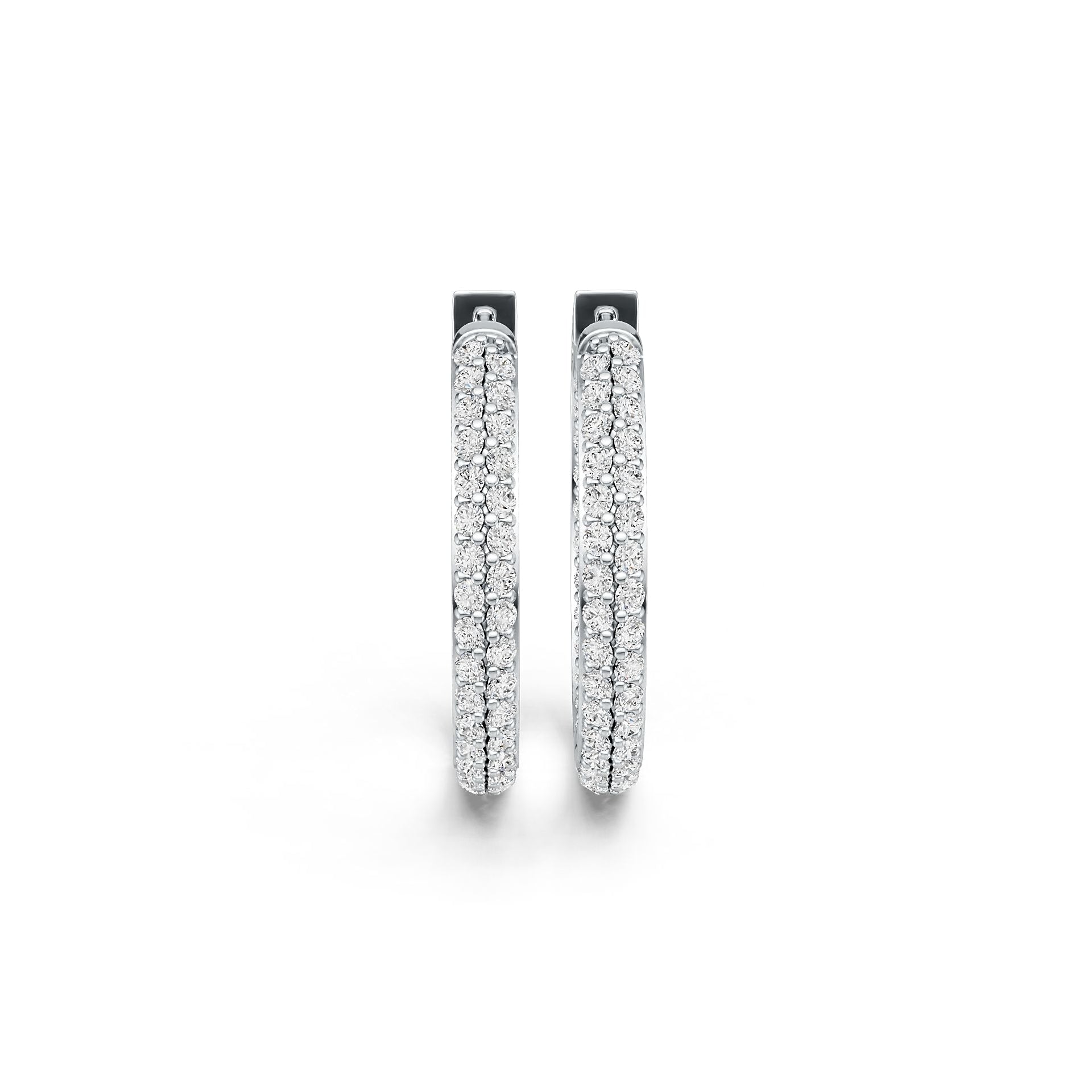 18K Gold Hoop Earrings with White Topaz or Moissanite Diamond Accent DHJ