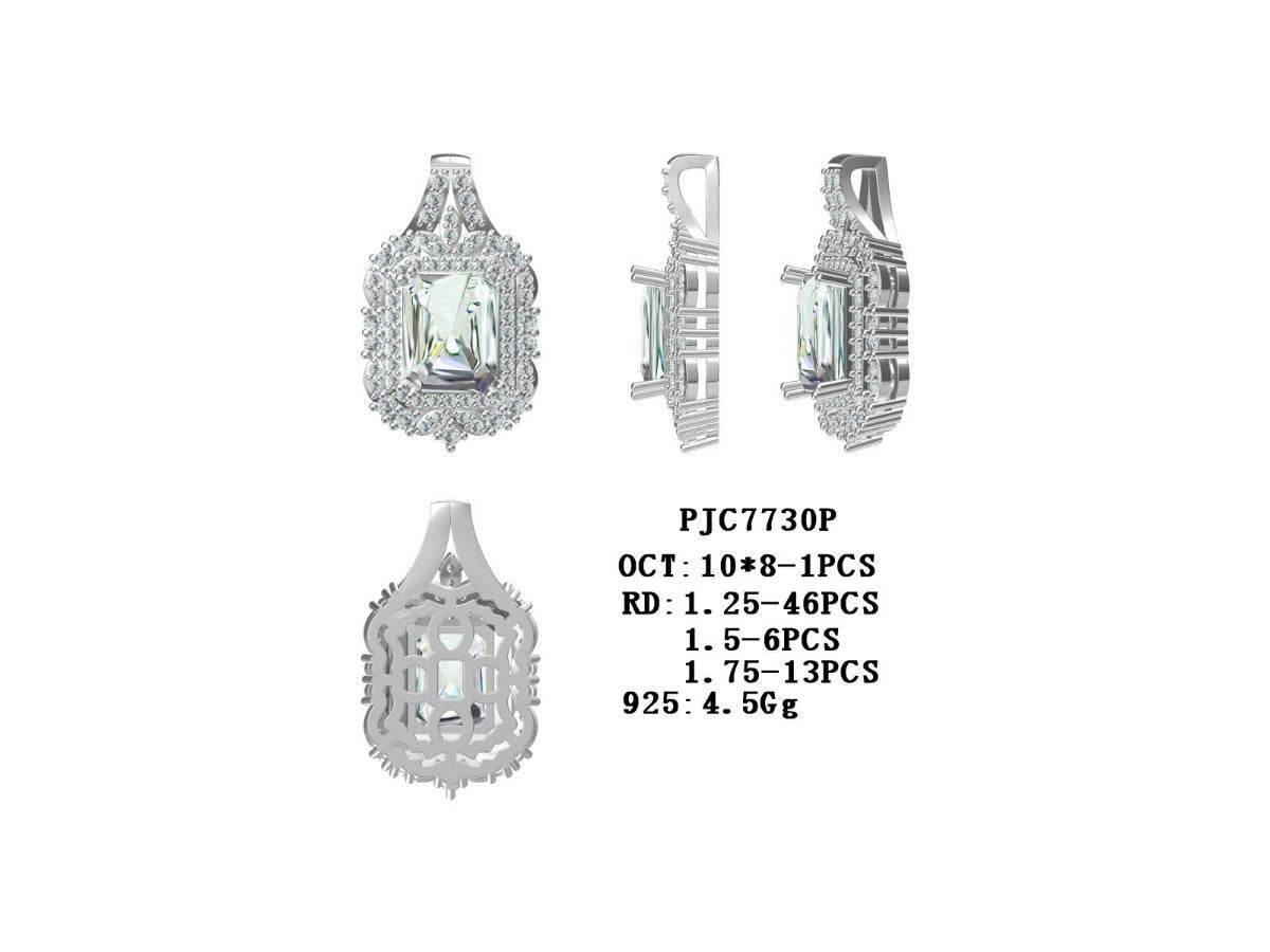 Platinum Semi Mount Pendant Setting Emerald OCT 10X8mm Diamond Accent DHJ