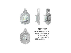 Platinum Semi Mount Pendant Setting Emerald OCT 10X8mm Diamond Accent DHJ