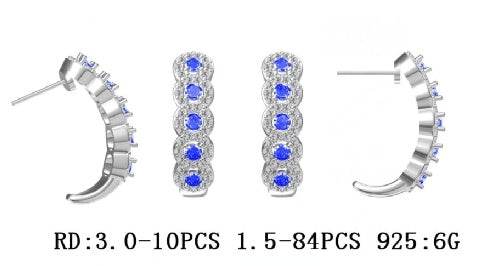 Platinum Semi Mount Earrings Setting Round RD 3x3mm Diamond Accent DHJ