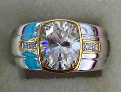 Men's 10K Gold Semi Mount Ring Setting Oval OV 10X8mm Double Prongs Moissanite Accent DHJ