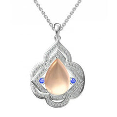 Platinum Semi Mount Pendant Setting Pear PE 17X12mm Cabochon Diamond Accent DHJ