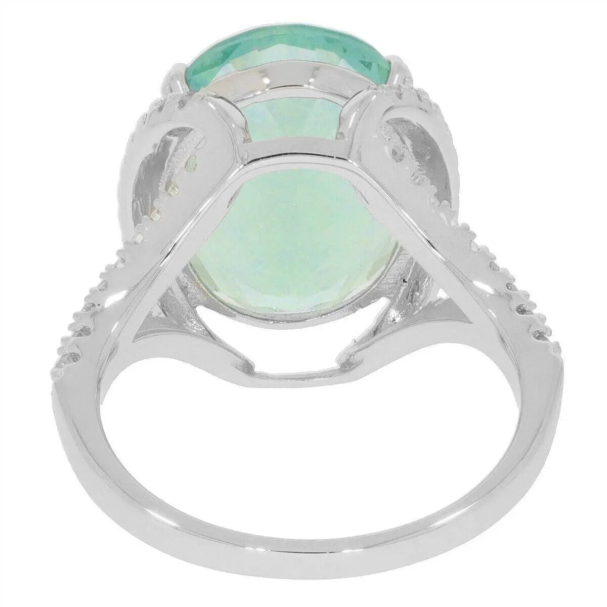 10K Gold Semi Mount Ring Setting Oval OV 16X12mm with White Topaz Moissanite Accent DHJ