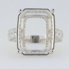 14K Gold Semi Mount Ring Setting Emerald OCT 20X15mm Accent Shank Channel Set Shank Diamond Accent Syzjewelry