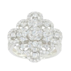 18K Gold Cocktail Ring Flower Theme with White Topaz or Moissanite Diamond Accent DHJ