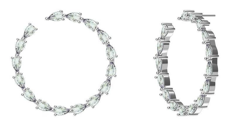 18K Gold Semi Mount Earrings Setting Pear PE 5X3mm Open Circle Hoop DHJ
