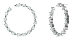 18K Gold Semi Mount Earrings Setting Pear PE 5X3mm Open Circle Hoop DHJ