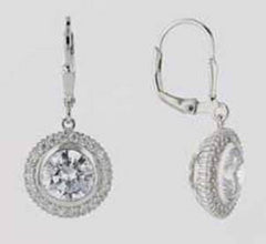 14K Gold Semi Mount Earrings Setting Round RD 8x8mm Halo Diamond Accent DHJ