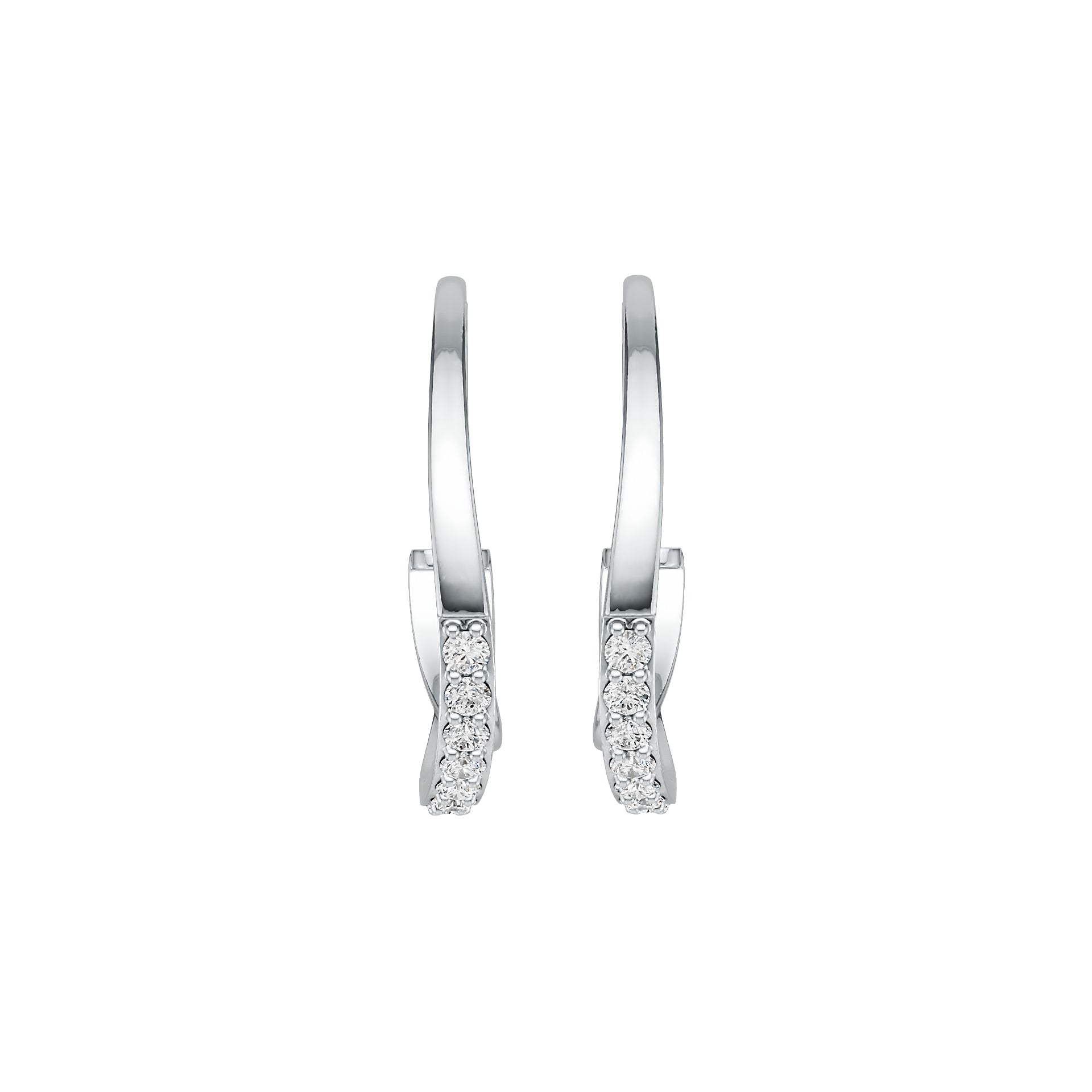 18K Gold Earrings Open Hoop with White Topaz or Moissanite Diamond Accent DHJ