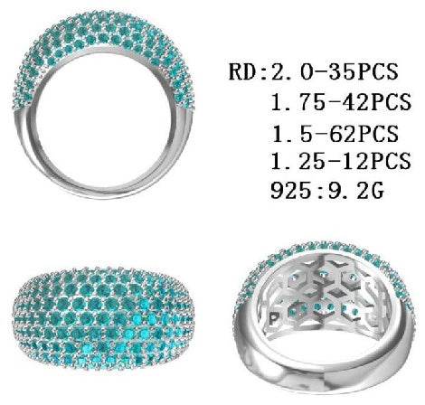 14K Gold Pave Dome Ring with or Moissanite Diamond Accent DHJ