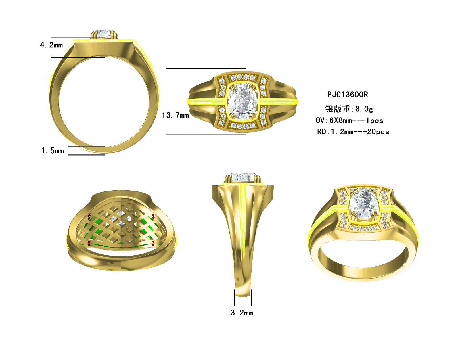 Men's Platinum Semi Mount Ring Setting Oval OV 8x6mm Double Prongs Halo Diamond Accent DHJ