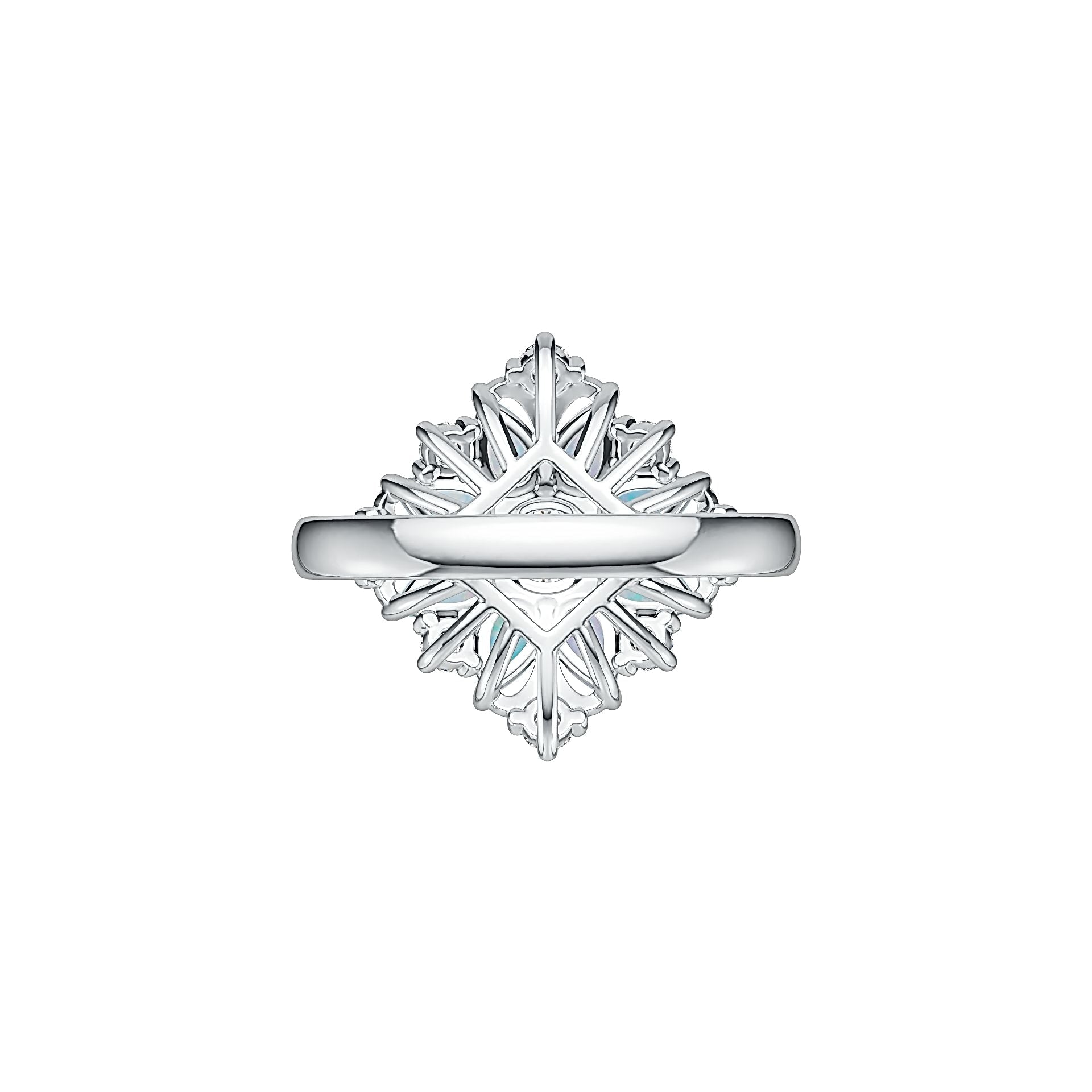 Platinum Semi Mount Ring Setting Round RD 5x5mm PE Cabochon 5x4mm Diamond Accent DHJ