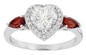 10K Gold Semi Mount Ring Setting Heart HT 7X7mm PE 5X3mm Halo Moissanite Accent DHJ