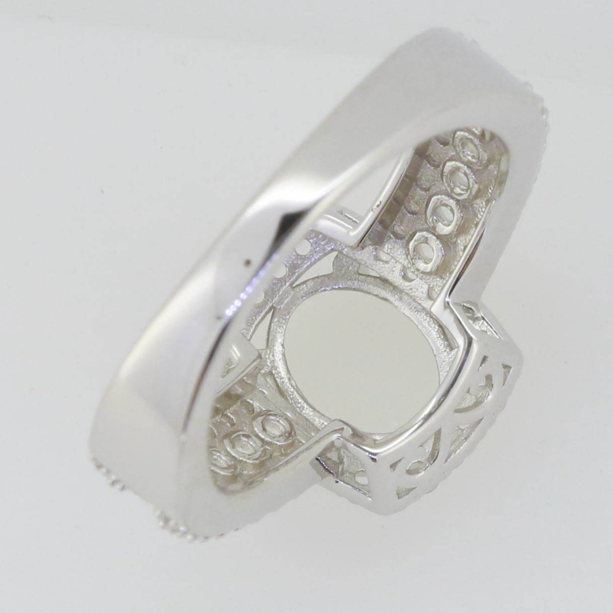 10K Gold Semi Mount Ring Setting Oval OV 9X7mm Halo Moissanite Accent Syzjewelry