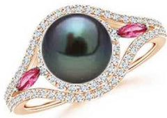 Platinum Semi Mount Ring Setting Round RD 8.5mm Diamond Accent DHJ