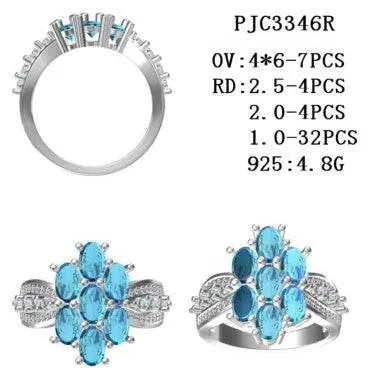 14K Gold Semi Mount Ring Setting Oval OV 6X4mm with White Topaz Diamond Accent DHJ