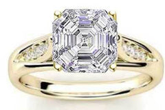 14K Gold Semi Mount Ring Setting Emerald OCT 9X9mm Diamond Accent DHJ