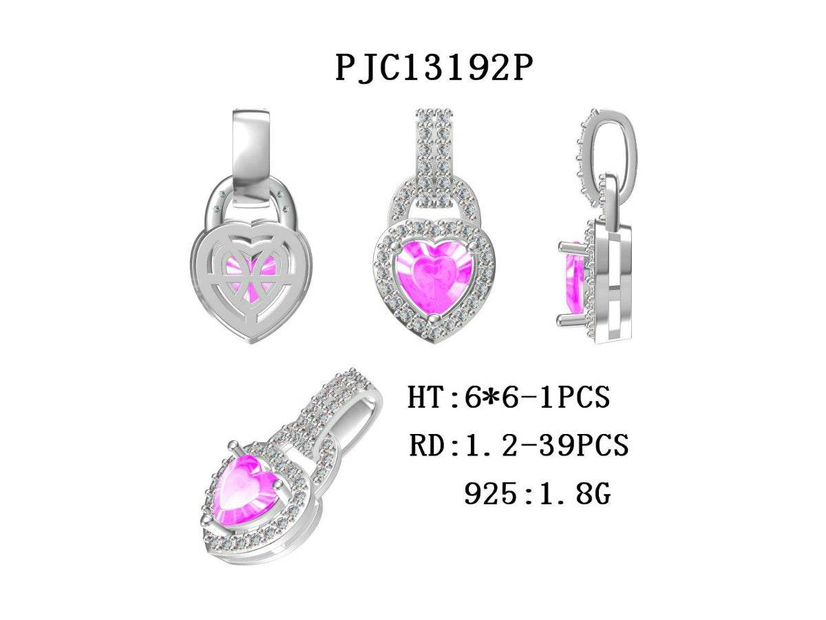 10K Gold Semi Mount Pendant Setting Heart HT 6X6mm Halo with Moissanite Accent DHJ