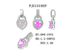 10K Gold Semi Mount Pendant Setting Heart HT 6X6mm Halo with Moissanite Accent DHJ