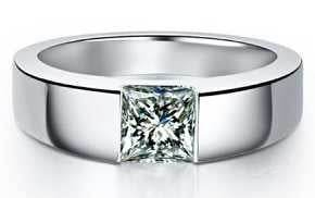 Platinum Semi Mount Ring Setting Princess SQ 5x5mm DHJ