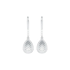 18K Gold Dangling Earrings with White Topaz or Moissanite Diamond Accent DHJ