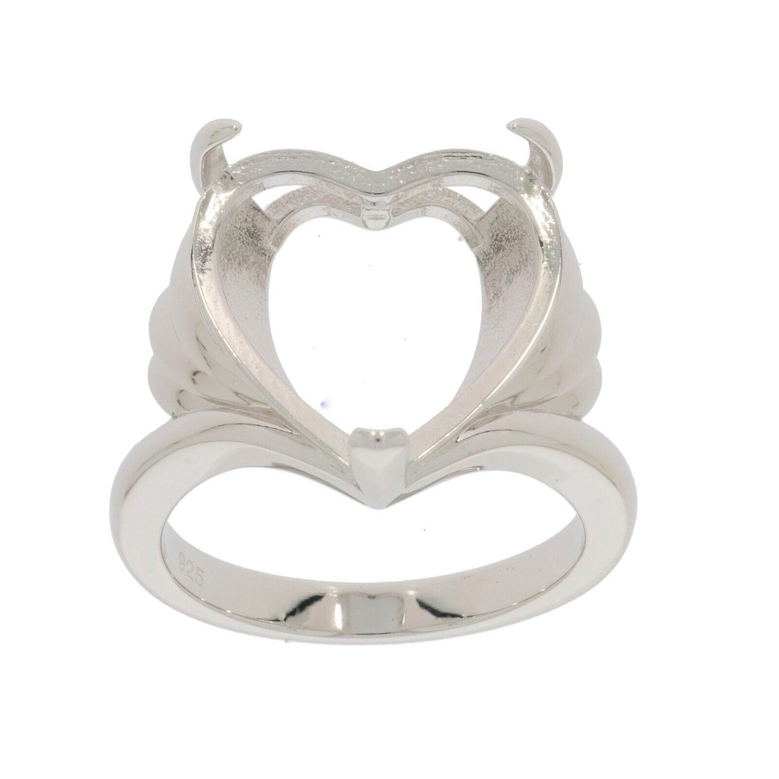 Platinum Semi Mount Ring Setting Heart HT 15X15mm Crown 17969R Syzjewelry
