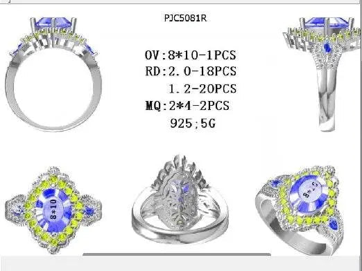18K Gold Semi Mount Ring Setting Oval OV 10X8mm Halo Diamond Accent DHJ