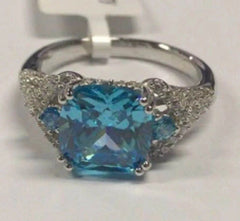Platinum Semi Mount Ring Setting Cushion CU 9X9mm Diamond Accent DHJ