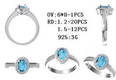 Platinum Semi Mount Ring Setting Oval OV 8X6mm Halo Diamond Accent DHJ